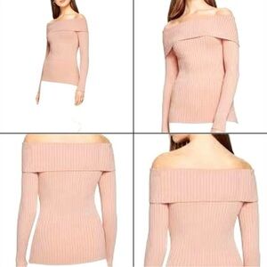 BCBGMaxAzria Risa Pullover Off Shoulder Ribbed Knit Sweater